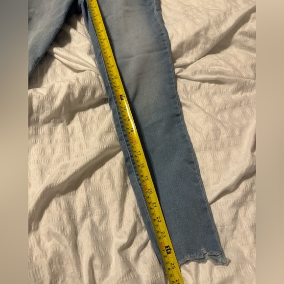 NoBo No Boundries Frayed Bottom Hem Light Wash Soft Stretch Straight Slim Jeans - Picture 5 of 7